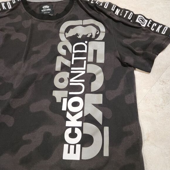VTG Ecko Unltd Mens XL Unlimited Camo Spellout Skater Streetwear Graphic T Shirt - Picture 4 of 9
